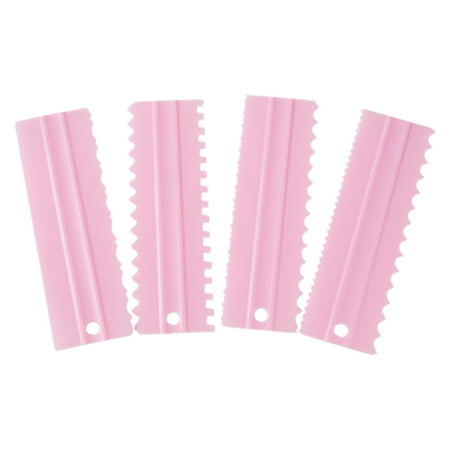 

Trayknick 4Pcs/Set Cake Scraper Set Non-slip Comfortable Grip Plastic Buttercream Cake Scraper Comb Baking Tool