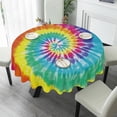 thumbnail image 2 of Tye Dye Rainbow Colors (3) Tablecloth Round 60 Inch Waterproof Wipeable for Dining Room Party Banquet Kitchen Dining Indoor Outdoor Farmhouse Decor, 2 of 5