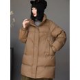 thumbnail image 4 of Abrigos de invierno nuevos, chaqueta acolchada para mujer, cuello alto, resistente al viento, gruesos, Parker, chaquetas de plumón sencillas e informales de longitud media para la nieve, 4 of 4