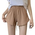 thumbnail image 3 of Asxite Womens Pajamas Solid Textured Drawstring High Waist Shorts Thin Loose Home Sleep, 3 of 5