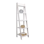 Jela Solid Wood 5 Shelf Ladder Bookcase White