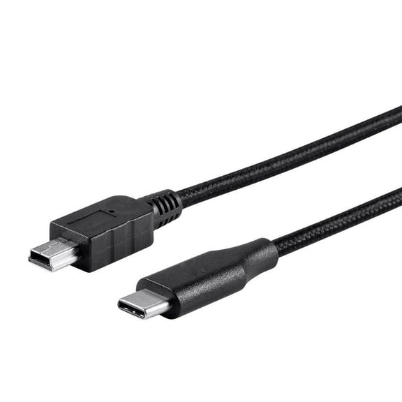 Sanoxy Cables and Adapters; Type C to Mini B 2.0 Cable - 480Mbps, 2.4A, 1.5ft (Braided Black)