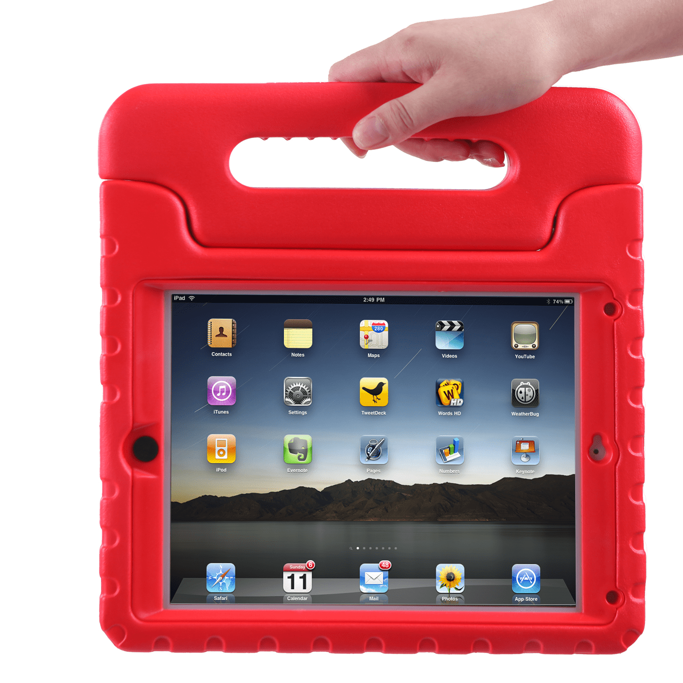 HDE iPad Air Bumper Case for Kids Shockproof Hard Cover Handle Stand