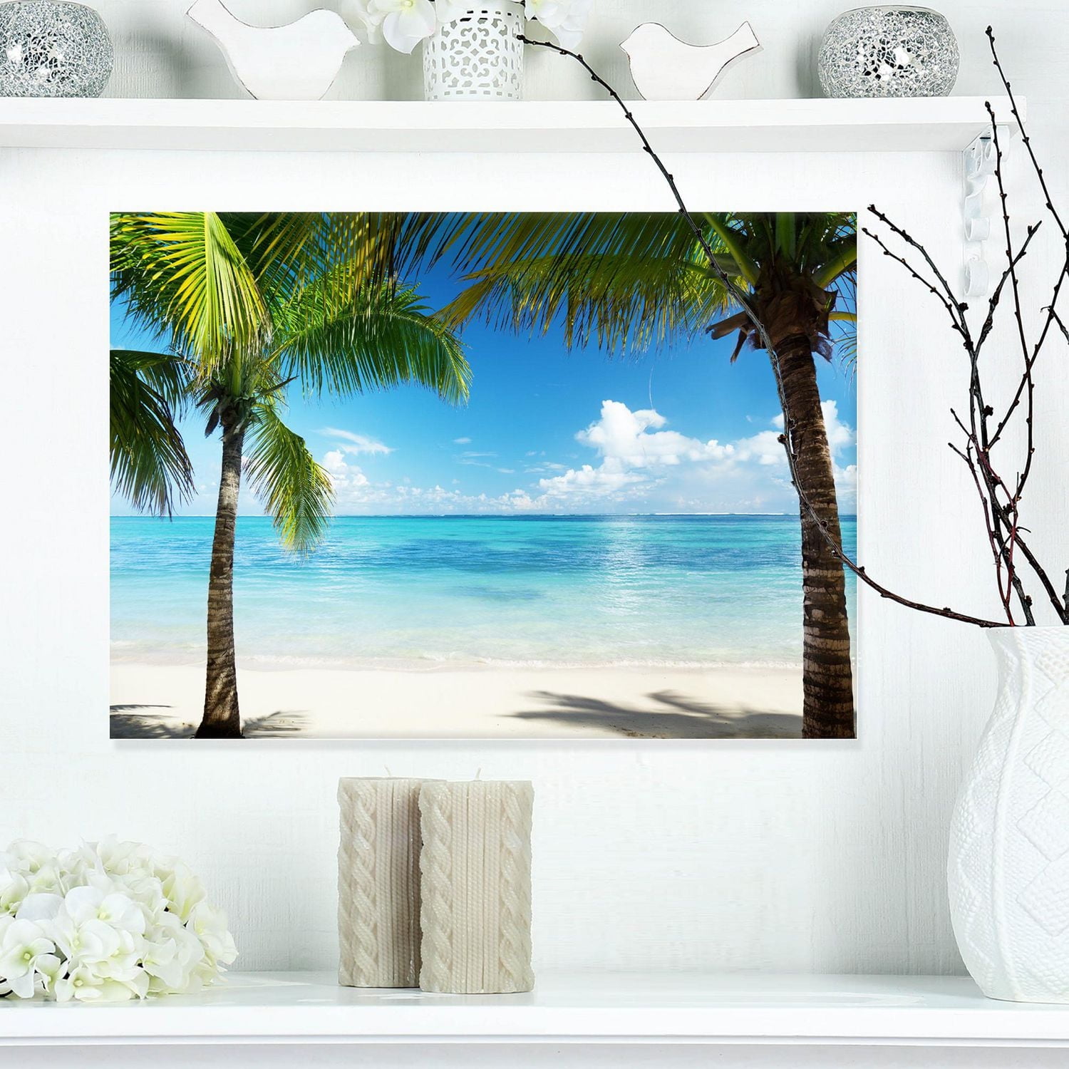 Designart Palm Trees and Sea Canvas Wall Art