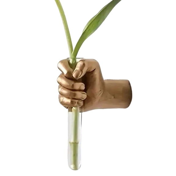 OIUR Wall Sculpture Hand Vase Wall Art Human Fist Sculpture with Test Tube Vase Modern Art Statue Vase for Home Living Room Shop Decoration