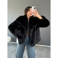thumbnail image 4 of HH TRAF Abrigos nuevos de invierno para mujer, abrigo corto holgado con efecto de piel artificial, moda urbana para mujer, cárdigan liso para mujer, 4 of 5