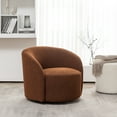 thumbnail image 5 of 34" W Mid Century Modern Swivel Barrel Chair, Round Upholstered Boucle Swivel Accent Chairs, No Assembly Sofa Chair for Living Room Bedroom Reading Apartment Lounge Nursery (Brown), 5 of 14