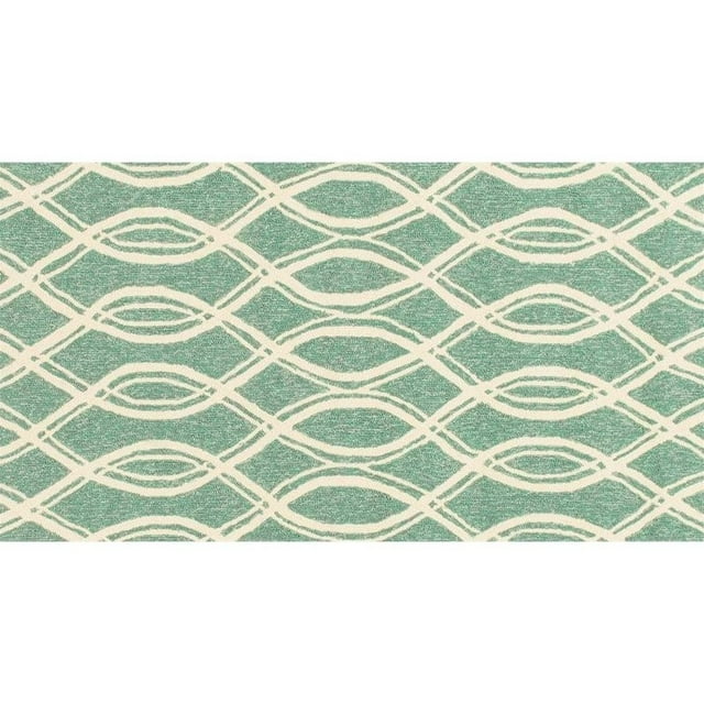 Loloi Venice Beach 2'3" x 3'9" Tapis Crocheté à la Main en Turquoise et Ivoire