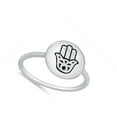 thumbnail image 4 of Stamped Hamsa Hand of God Ring .925 Sterling Silver Band Jewelry Female Male Unisex Size 9, 4 of 4