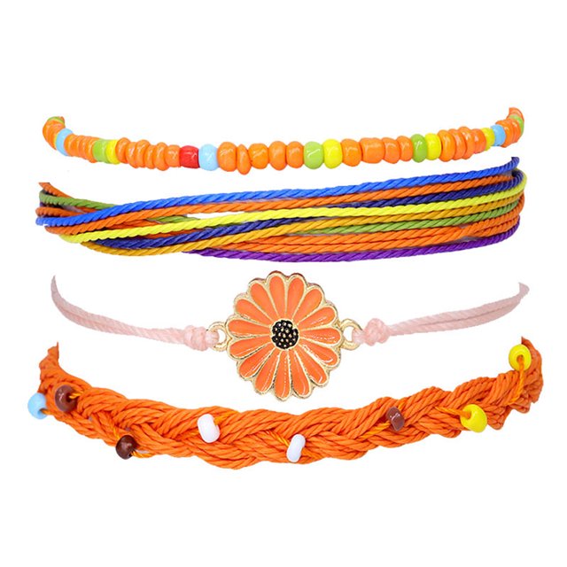 Qarigey 4 unids/set Kit de buena elasticidad resistente al desgaste resistente al agua cuerda trenzada piedra Natural cadenas atractivas conjunto Ropa, zapatos y accesorios Miscelánea Naranja Qarigey AP010270-03