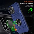 thumbnail image 2 of For iPhone 16 Pro Max 16Pro 16E 16 Plus Phone Case Magnetic bracket Card Holder Rotated Ring Kickstand Heavy Shockproof Wallet Case, 2 of 8
