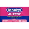 Benadryl Ultratabs Antihistamine Allergy Relief Medicine, Diphenhydramine HCl Tablets for Relief of Cold & Allergy Symptoms Such as Sneezing, Runny Nose, & Itchy Eyes & Throat, 100 ct