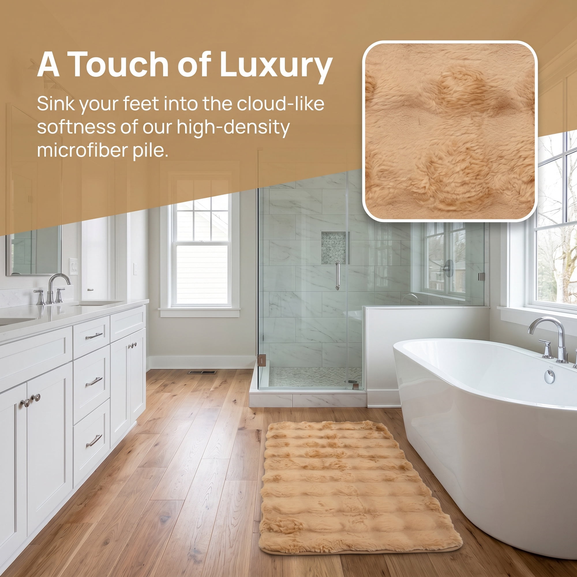 Unique Bargains Soft Absorbent Microfiber Non-Slip Washable Bathroom Rug Khaki 32" x 20"