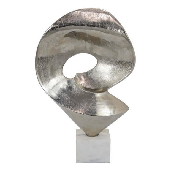 Benjara 24" Tabletop Home Decor Piece- Modern Art Sculpture- Chrome Metal