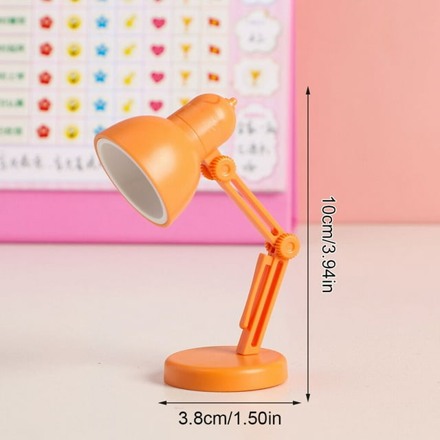 Reading Lamp 2W LED Folding Mini LED Table Lamp Folding Table Light 180掳 Adjustable Desktop Night Lamp, Type 2, Orange