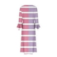 thumbnail image 4 of Dresses for Women Printed Casual Long Sleeve V-Neck Stripe Dress with Pockets, 4 of 5
