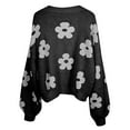 thumbnail image 4 of Wang6 Womens Cropped Cardigan Sweaters Fall Winter Long Sleeve Open Front Knits Trendy Floral Printed Knitted Outwear Coats Black XL, 4 of 5