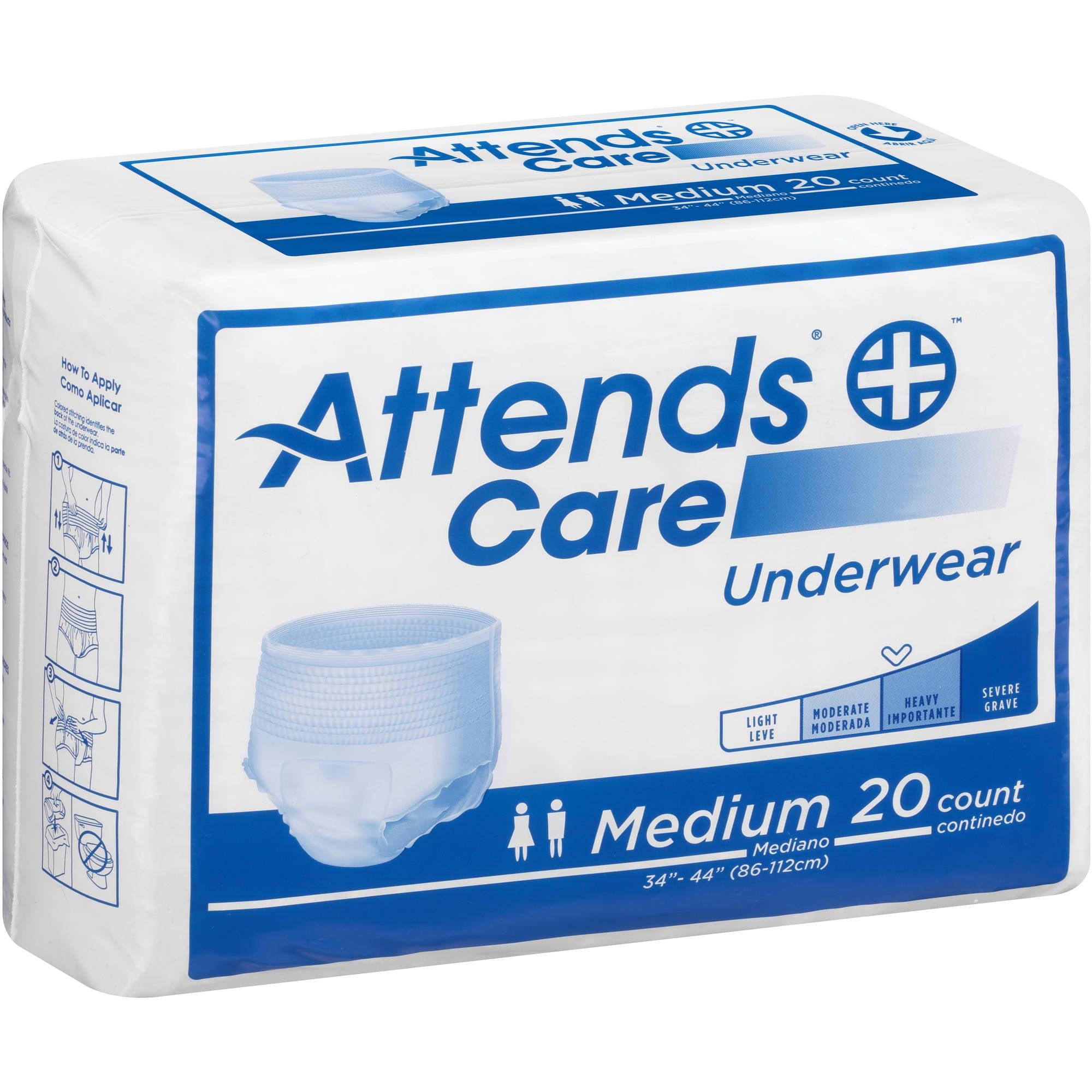 Attends Care Heavy Absorbency Underwear, Medium, 20 count - Walmart.com