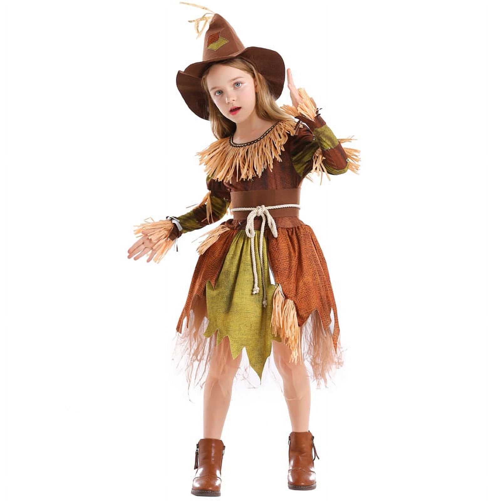 Children Girls Scary Farm Scarecrow Costume Party Dress up, 4-10Y - image 4 of 6