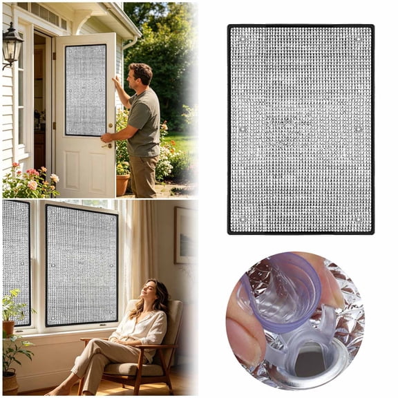 Reflective Window Insulation Film, Aluminum Foil Sun Shade With Suction Cups, Heat Blocking Privacy Film For Windows, Doors & Rv, Easy Install & Removable,A - One Size