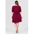 thumbnail image 3 of Vestido de lino con cinto ajustable Roman Fashion /Tallas Extras, 41922 (Vino) vino 36, 3 of 5