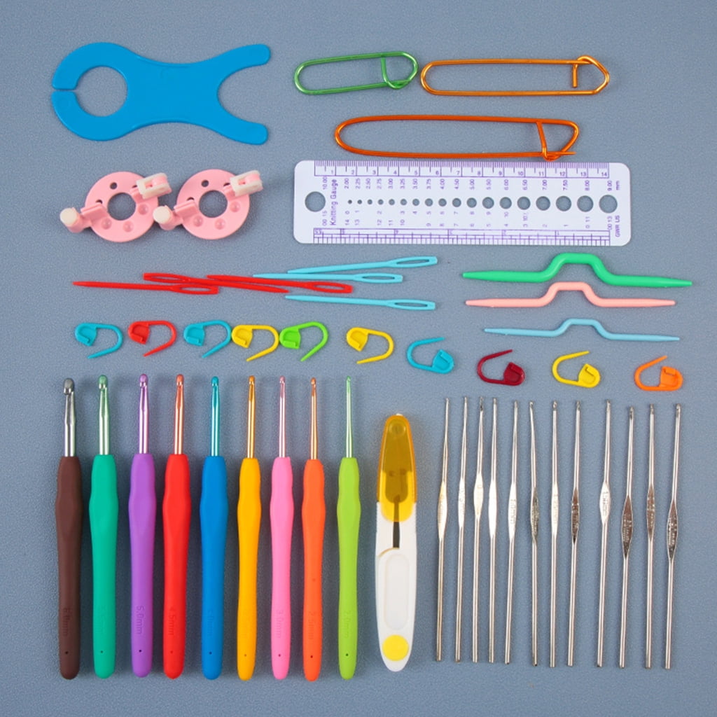 BQBQERT 58 Pieces Portable Crochet Starter Kits Beginners Crochet Kits Crochet Yarn and Crochet Hook Set for Making Bag, Gloves