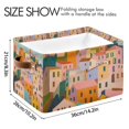 thumbnail image 4 of Yayeee 2 Pack Canvas Storage Basket with Handles for Shelves Fabric Bins Closet Organizer, Orange Cityscape Painting, 4 of 8