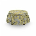 thumbnail image 3 of Flowers Ottoman Cover, Buttercup Daffodil Bouquet, 2 Piece Slipcover Set with Ruffle Skirt for Square Round Cube Footstool Decorative Home Accent, Standard Size, Mustard Dark Navy Blue, by Ambesonne, 3 of 5