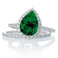 thumbnail image 4 of 2 Carat Pear Cut Emerald Halo Bridal Set for Woman on 10k White Gold, 4 of 4