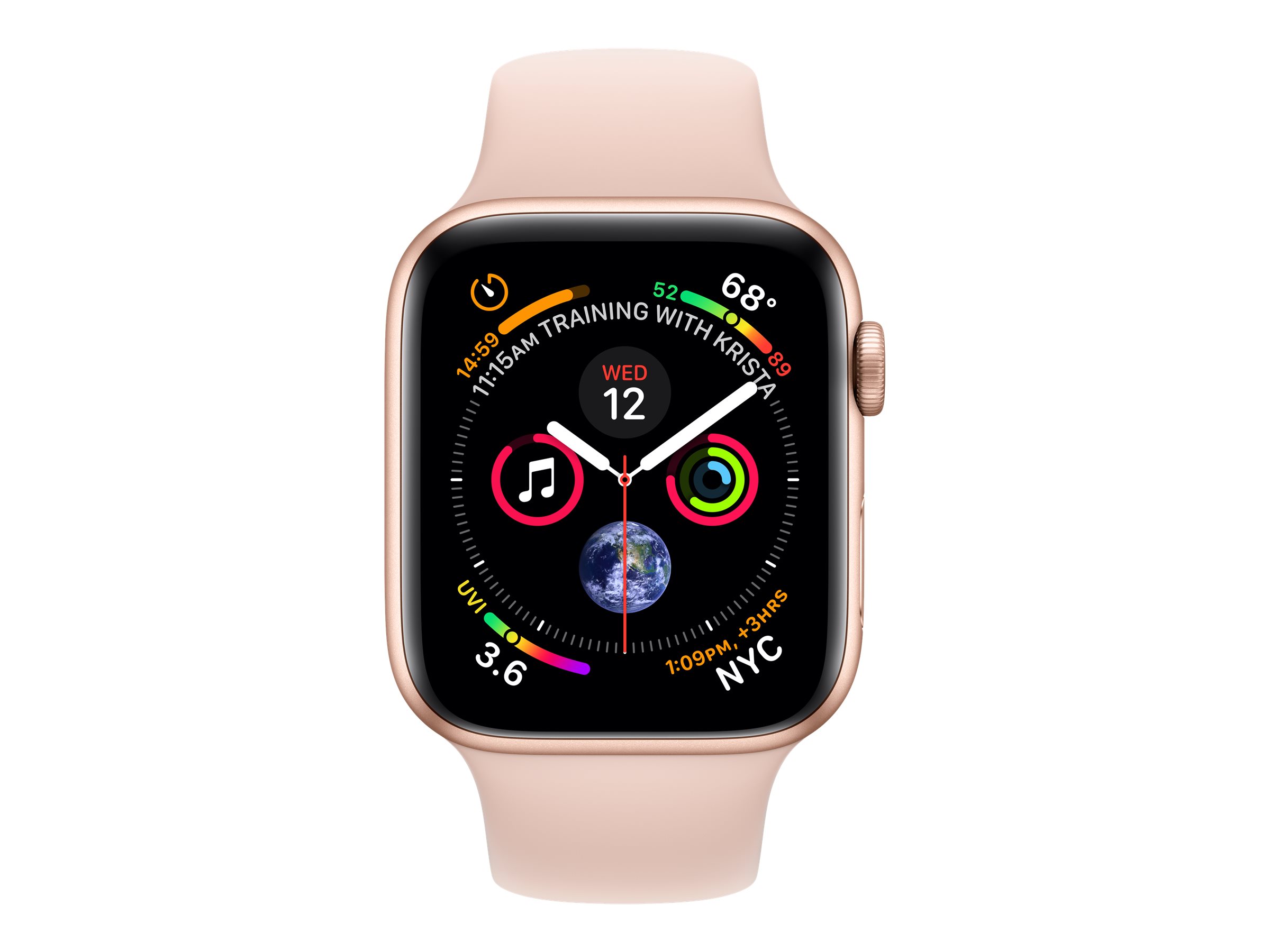 Restored Apple Watch Series 4 40mm GPS + Cellular 4G LTE - Gold - Pink Sport Band (Refurbished) - image 2 of 3