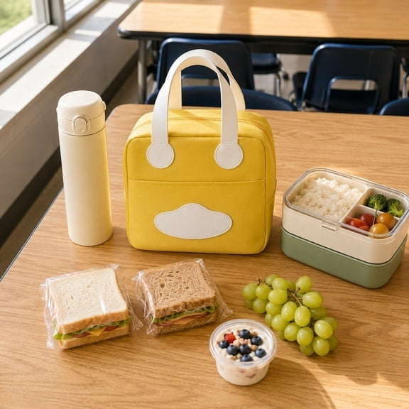 Portable Lunch Cooler Bag With Handle, Insulated Lunch Box For Daily Travel, Office, Car, Picnic & Camping Meal Prep Yellow