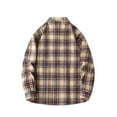 thumbnail image 4 of LNWUY Men's Plaid Flannel Shirts Button Down Long Sleeve Regular-Fit Shacket Jacket Classic Lapel Checked Shirt Jacket Spring Summer Clothes Yellow XXXXL, 4 of 8