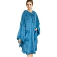 thumbnail image 6 of PAVILIA Angel Wrap Poncho Blanket for Women | Plush Warm Fleece Wearable Blanket Shawl Cape with Pom Pom Fringe and Pockets, Cozy Gifts for Women  (Sea Blue), 6 of 7