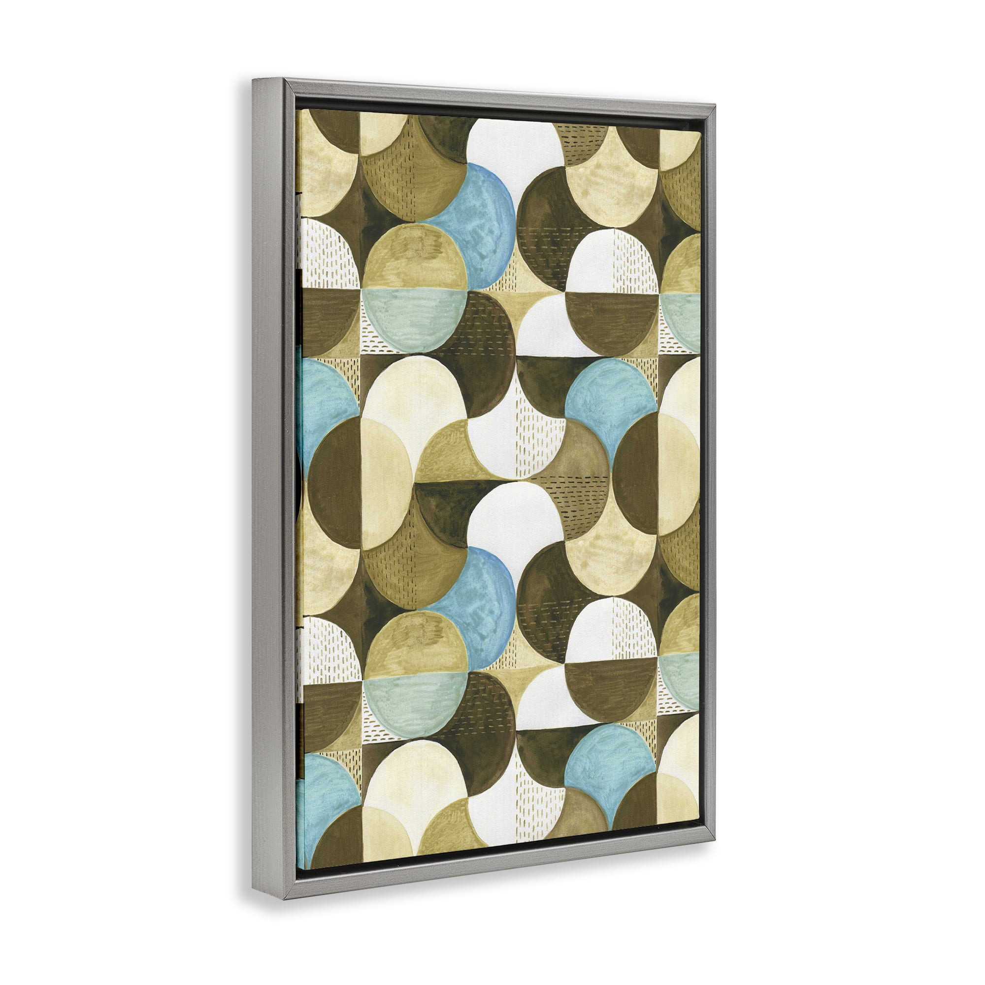 Stupell Industries Boho Circular Pattern Abstract Painting Gray Floater Framed Canvas Art Print Wall Art, 17 x 25