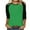 01-Green, variant on GERsome Color Block Tops for Women Crew Neck Solid T-Shirts 3/4 Sleeve Casual Lightweight Pullover Tops S-2XL /XXL