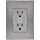 thumbnail image 1 of Placa Duplex Falla Tierra Inoxium1FSilver 1Pza Contacto Duplex Falla Tierra 125-250VCA 15A 50/60Hz Plateado Acero Inoxid, 1 of 4