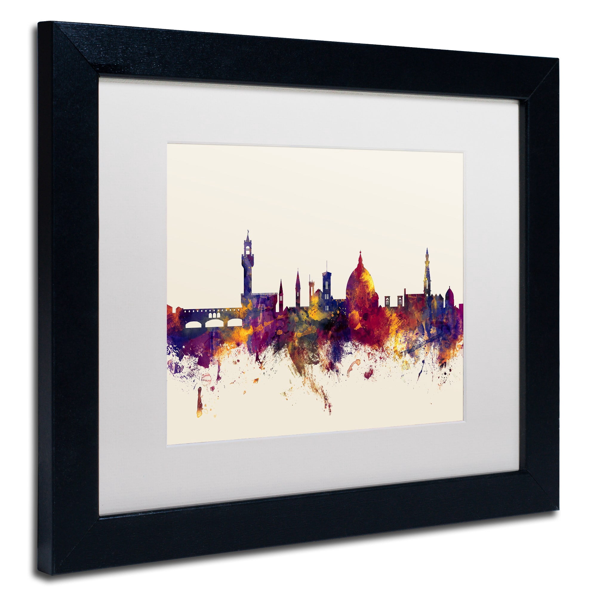 Trademark Fine Art "Florence Italy Skyline" Canvas Art by Michael Tompsett, White Matte, Black Frame