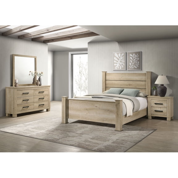 Coaster Oakglen 4-Piece Eastern King Bedroom Set, Weathered Oak