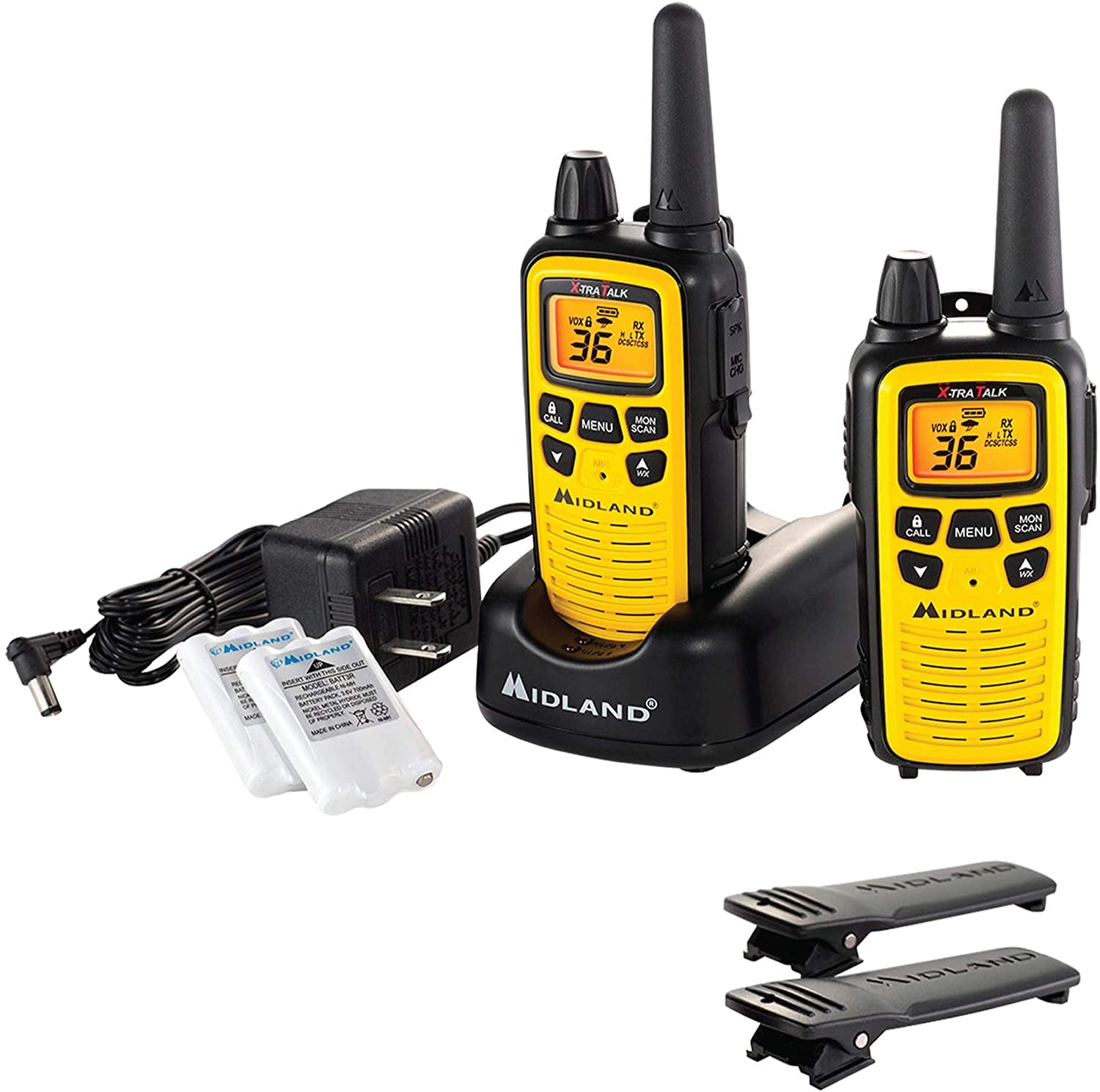Midland Lxt630vp3 36 Channel Frs Two Way Radio Up To 30 Mile Range Walkie Talkie 121 Privacy Codes Noaa Weather Scan Alert Pair Pack Yellow Black Walmart Com