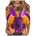 thumbnail image 1 of ZVAVZ Chandails de Pâques Chrétiens pour Femmes, Mode Féminine Imprimé Fleuri Col Rond Manches 3/4 Chandail Décontracté Été Multicolore G, 1 of 5