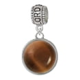thumbnail image 1 of Delight Jewelry Silvertone Round - Imitation Cat's Eye - Brown - Lord Guide Me Charm Bead, 1 of 4