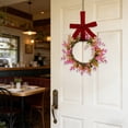 thumbnail image 5 of Spring Wreath for Front Door, Artificial Hanging Wreaths with Ribbon Greenery Garland for Cabinet Wall Window Door Fireplace Farmhouse Decor, 5 of 6