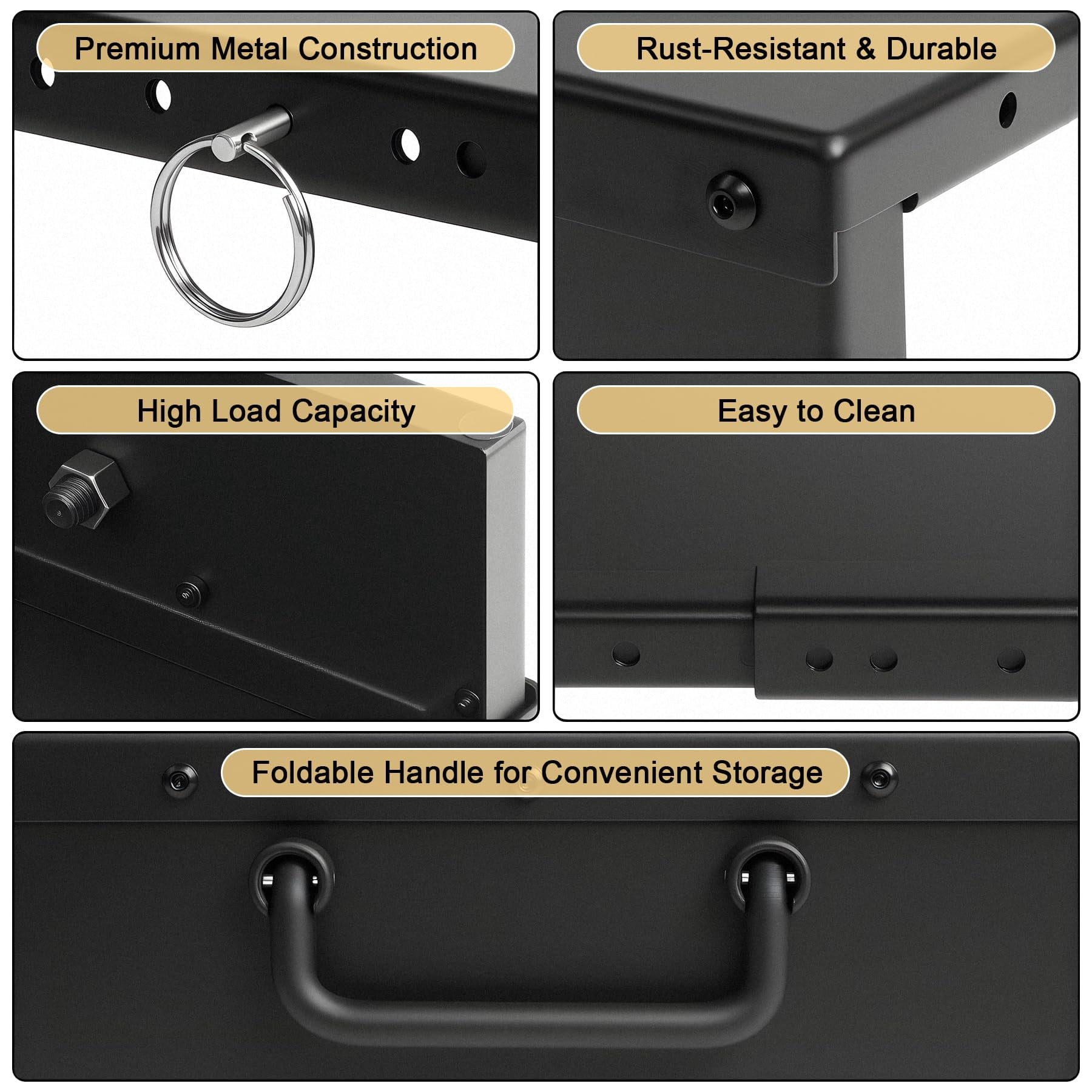 Stove Top Covers for Gas Burners & Electric Stove, Stainless Steel Gas Stove Cover, Square Gas Stove Burner Covers, Adjustable Kitchen Sink Cover, Black