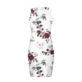 thumbnail image 4 of Viikei Summer Dresses for Juniors,Women's Fit and Flare Short Sleeve Dress,Women Casual Bodycon Printde Ribbed Sleeveless Tank Round Neck Camisole Dress White M, 4 of 5