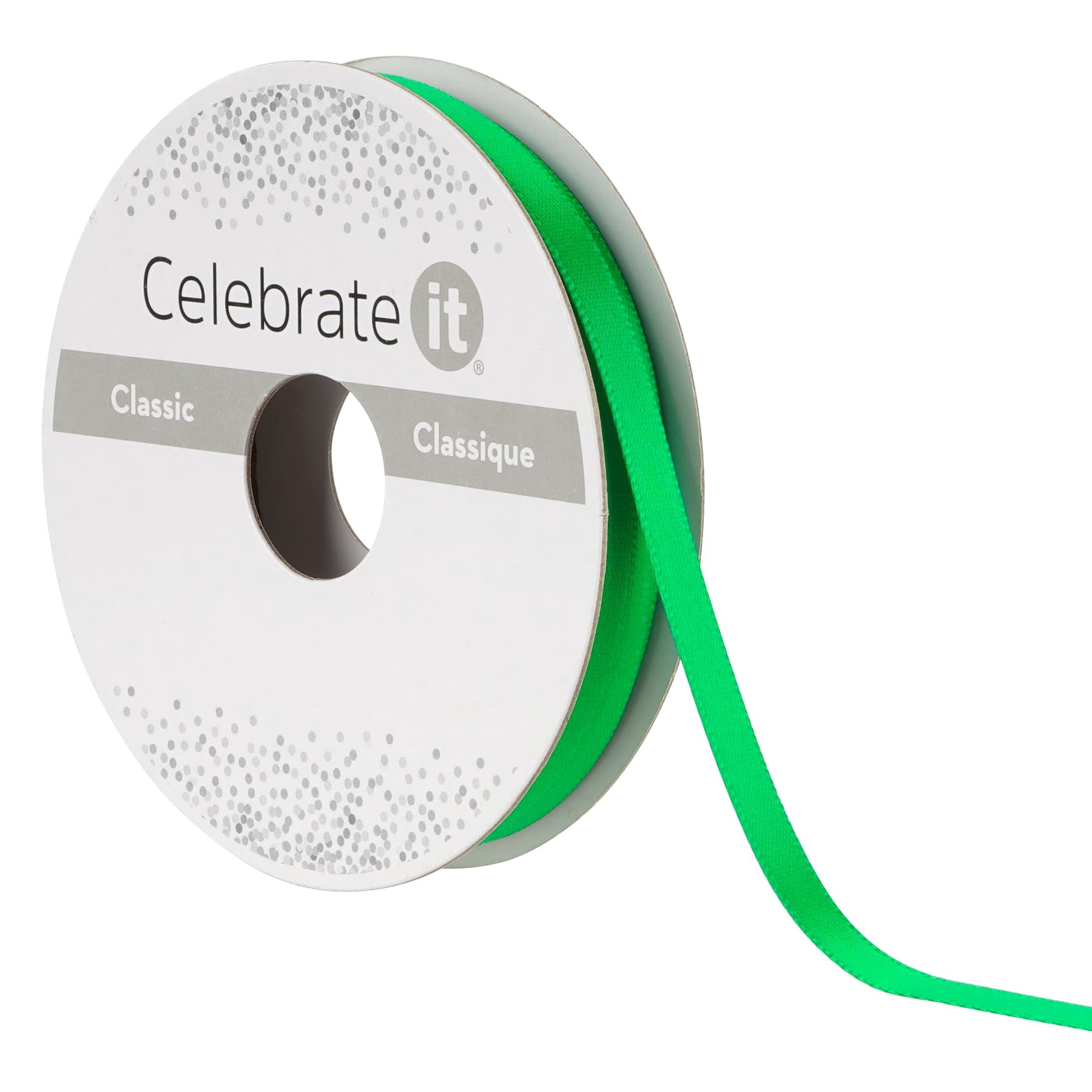 1/4" x 10yd. Emerald Satin Ribbon by Celebrate It – Non-Wired with Woven Edge - Polyester – Ideal for Gift Wrapping - Baskets & DIY Crafts - 24 Pack