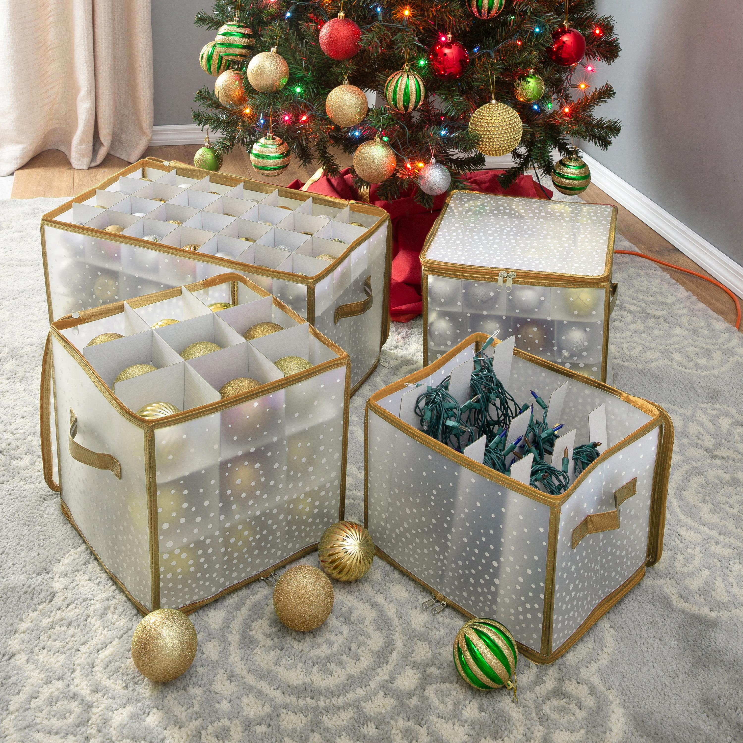 Simplify Christmas Light Organizer Storage Box in Gold Printed Polypropylene