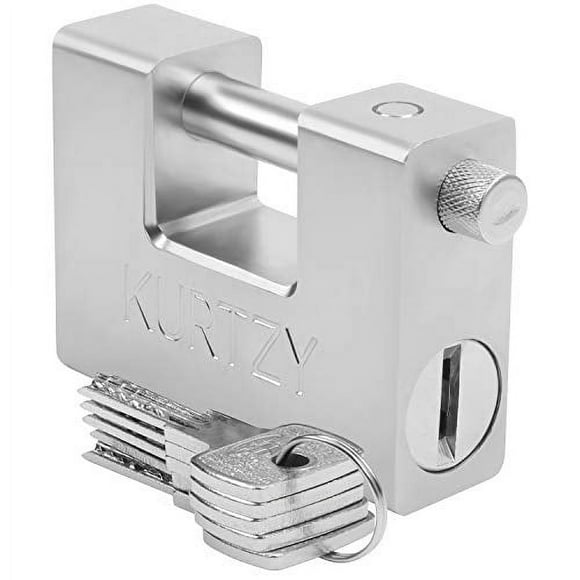 Kurtzy Cadenas Robuste 1kg avec 5 Clés - Cadenas Monobloc en Acier Massif Trempé - Manille de 12mm d'Épaisseur - Protège les Garages, Conteneurs, Abris, Volets, Casiers, Portes et Entrepôts