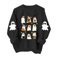 thumbnail image 2 of Meichang Casual Halloween Sweatshirts Women Oversized Crew Neck Sweatshirt Cute Ghost Print Sweatshirts Long Sleeve Sweatshirts Fall Pullover, 2 of 5