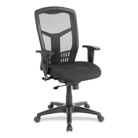 Lorell Executive High-back Swivel Chair Black Fabric Seat - Steel Frame - Black - 28.5" Width x 28.5" Depth x 45" Height - 1 Each