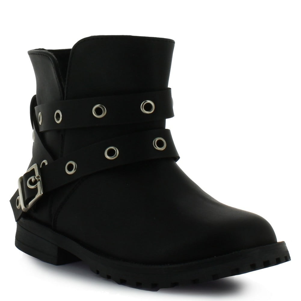 Girl's black Tropicana metal gormmets strappy ankle boot 